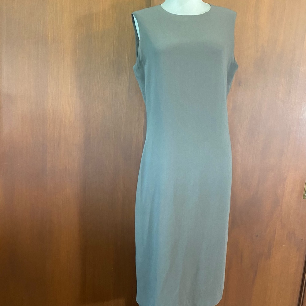 Sleeveless Sage Shift Dress - Minimal Silhouette